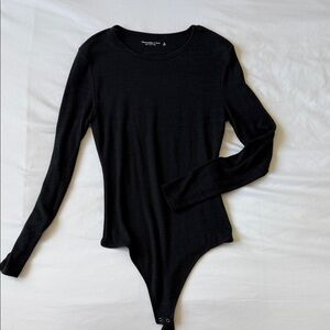 Abercrombie & Fitch Soft A&F Cozy Black Long-Sleeve bodysuit